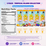 The Loaded Tea Shop Energy Drink Mix Sticks, Tropical Island Collection 5 Pack, Sugar-Free, Zero Calories, 200mg Natural Caffeine, No Artificial