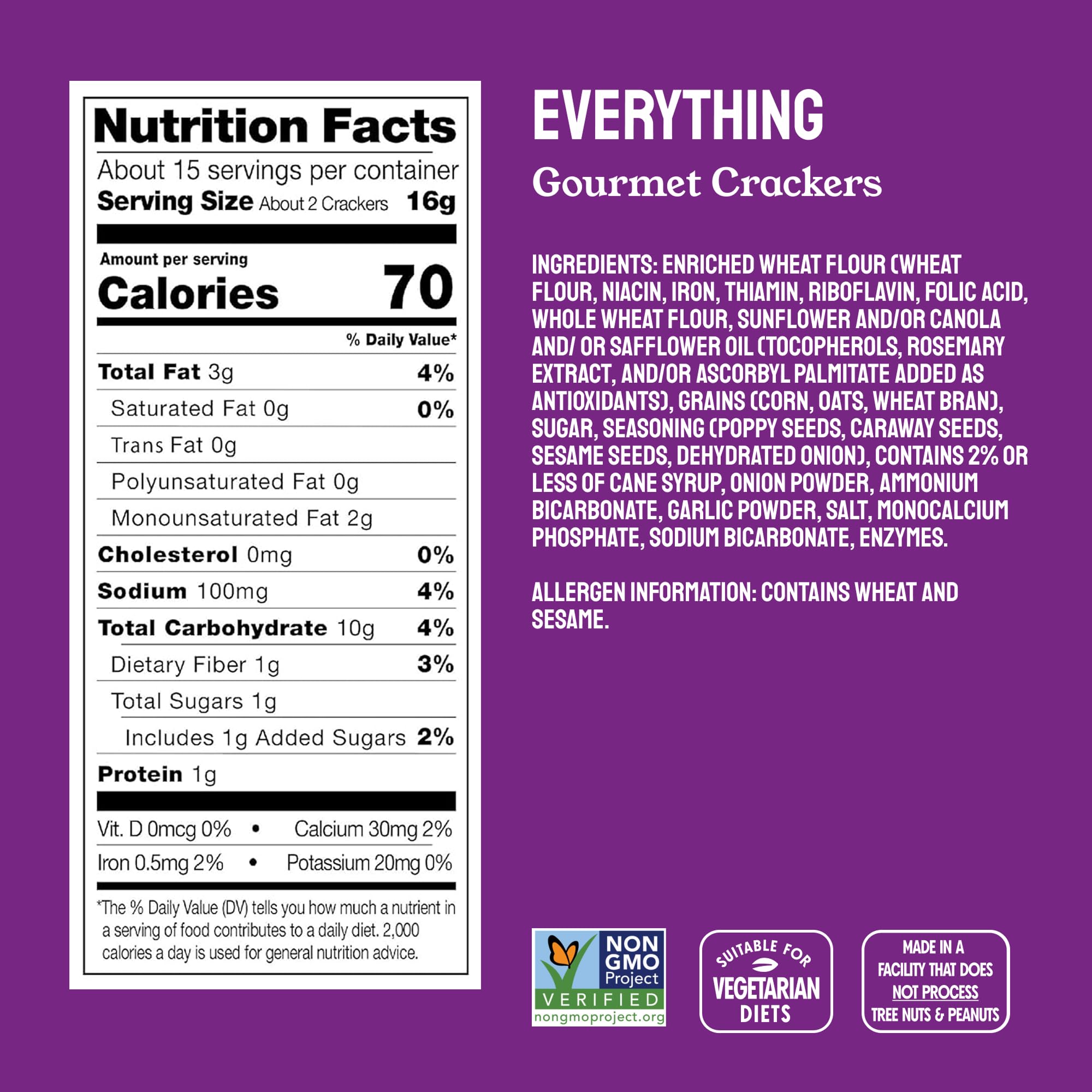 Milton's Craft Bakers Gourmet Crackers Variety Bundle (Multi-Grain, Everything, Crispy Sea Salt) - Non-GMO Project Verified, All Natural Ingredients