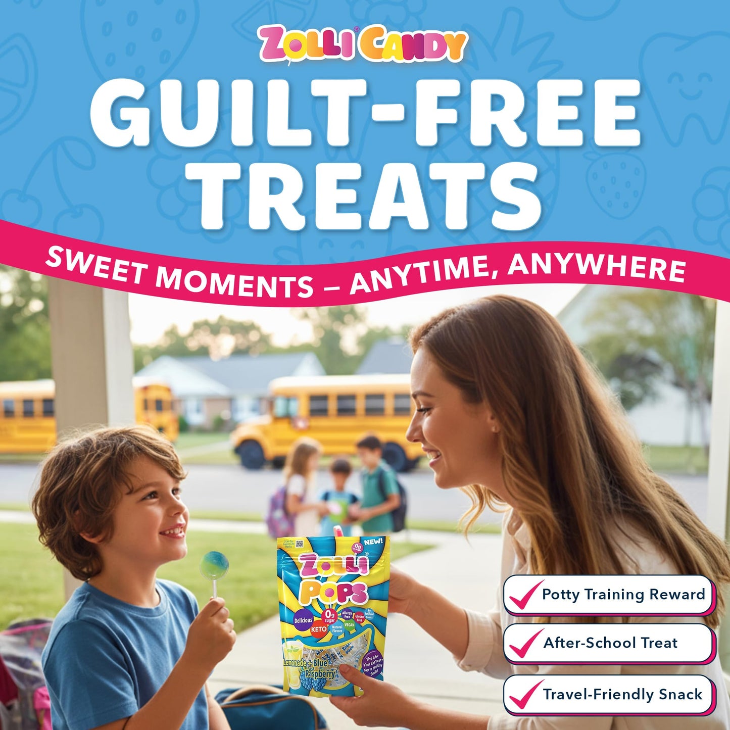 Zollipops Clean Teeth Pops Sugar Free Candy with Xylitol, Dye-Free Lollipops - Keto & Diabetic-Friendly, Dentist-Approved Treats for Kids (Lemonade