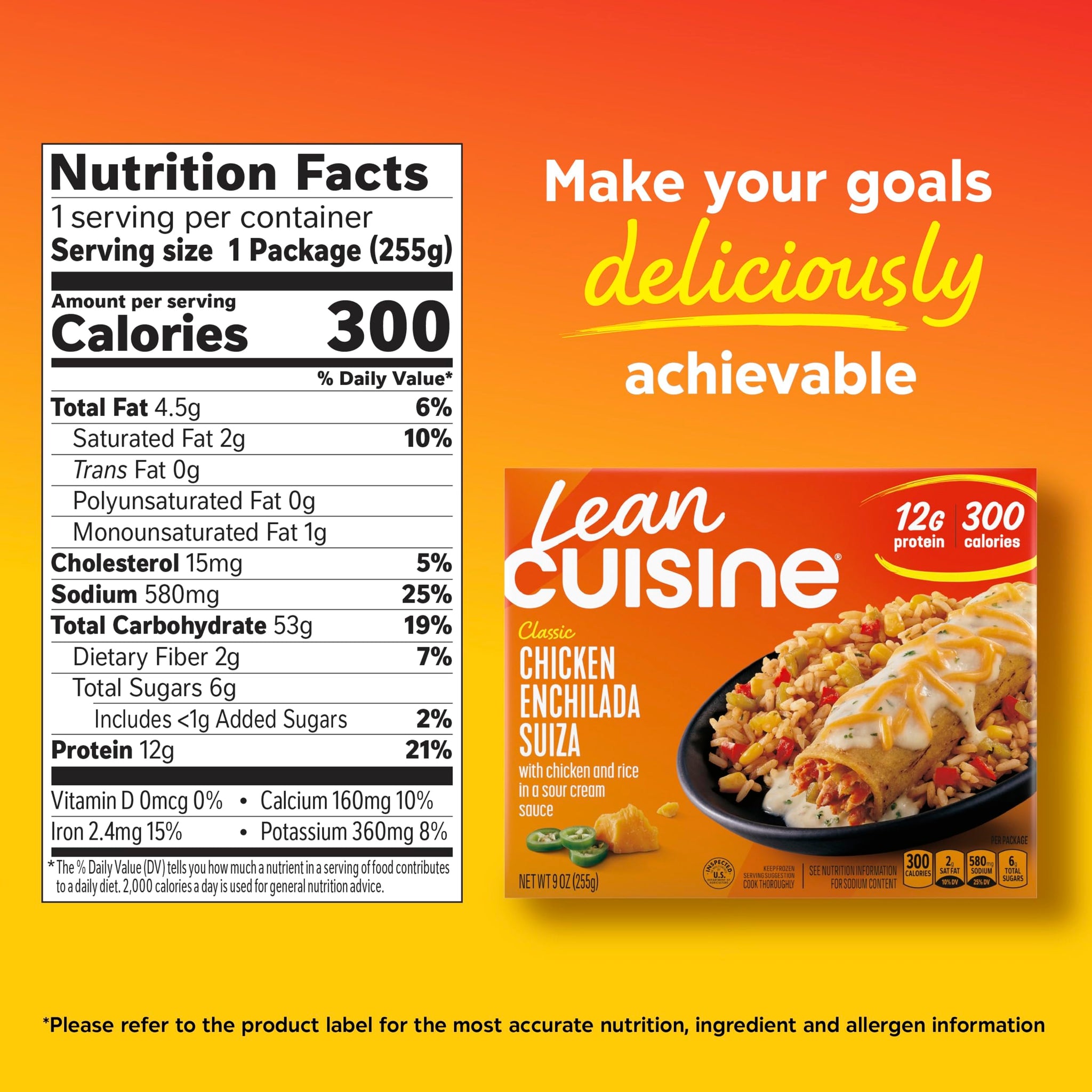 Lean Cuisine Classic Chicken Enchilada Suiza, Frozen Lunch, Frozen Individual Meals 9 oz