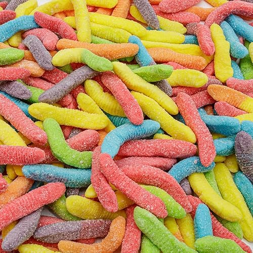 Guatemalan Sour Gummies 2 lb - Gummy Snakes, Gelatin Based, Assorted Flavors (Orange, Peach, Cherry, Grape, Cranberry, Apple), Bulk Candy, Resealable