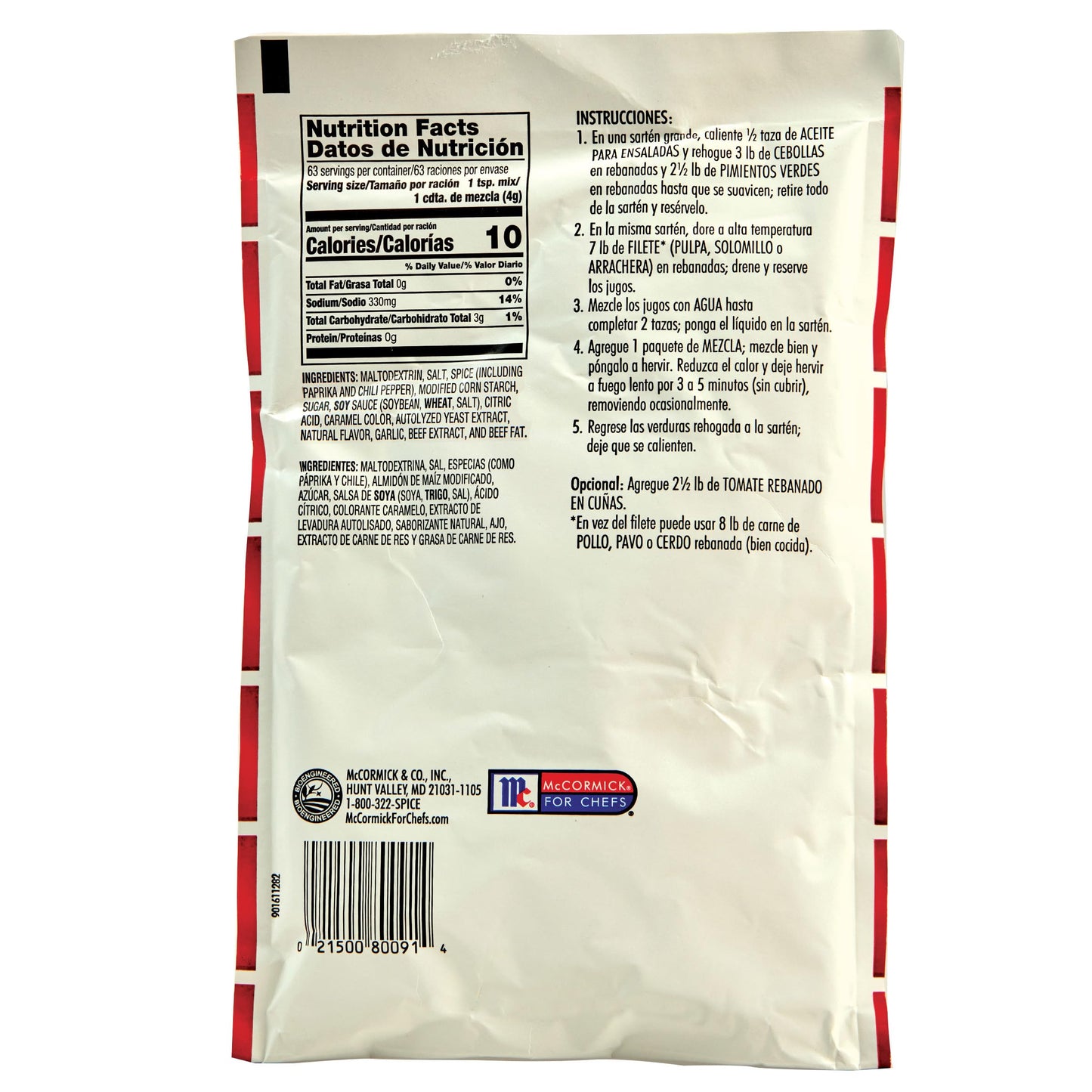 Lawry's Fajitas Seasoning Mix, 8.9 oz - One 8.9 Ounce Packet of Fajita Seasoning Mix to Flavor Steak, Chicken, Rice Jambalaya, Fajitas and More