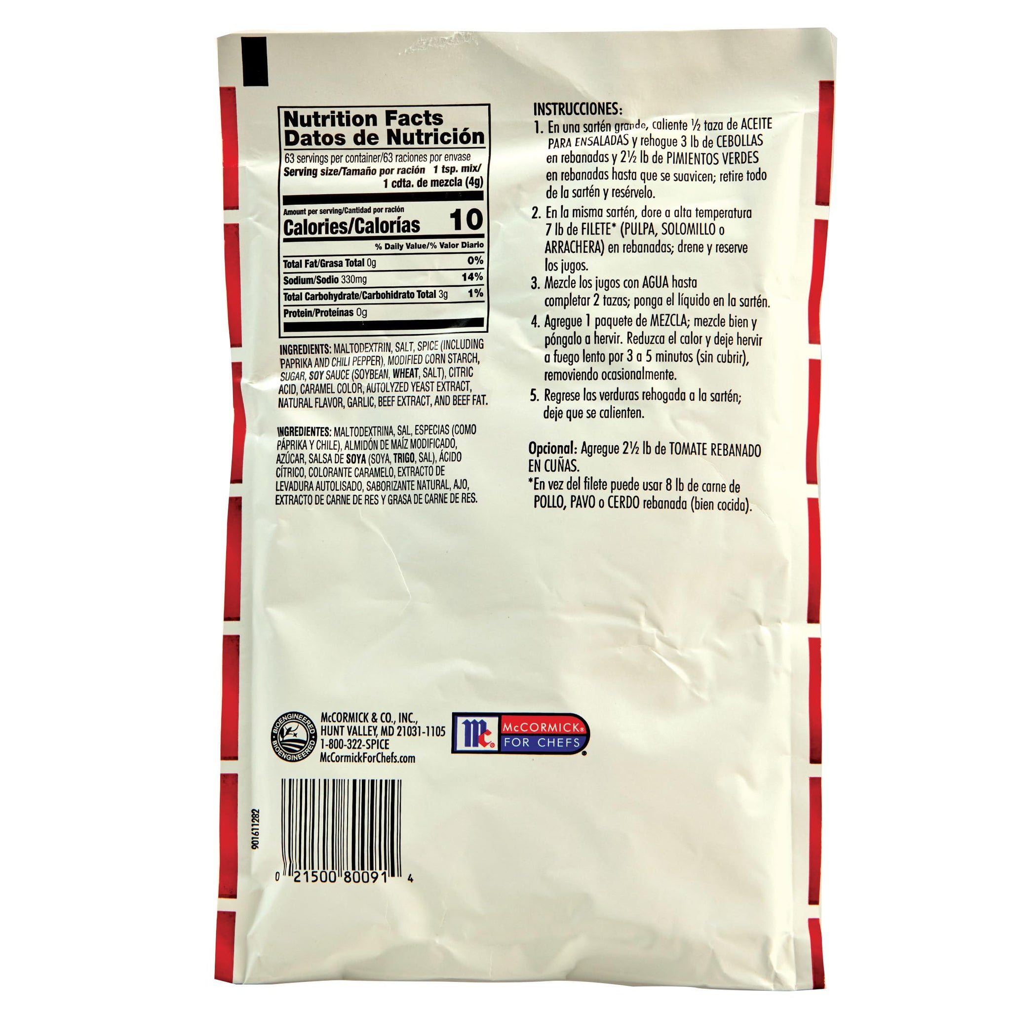 Lawry's Fajitas Seasoning Mix, 8.9 oz - One 8.9 Ounce Packet of Fajita Seasoning Mix to Flavor Steak, Chicken, Rice Jambalaya, Fajitas and More