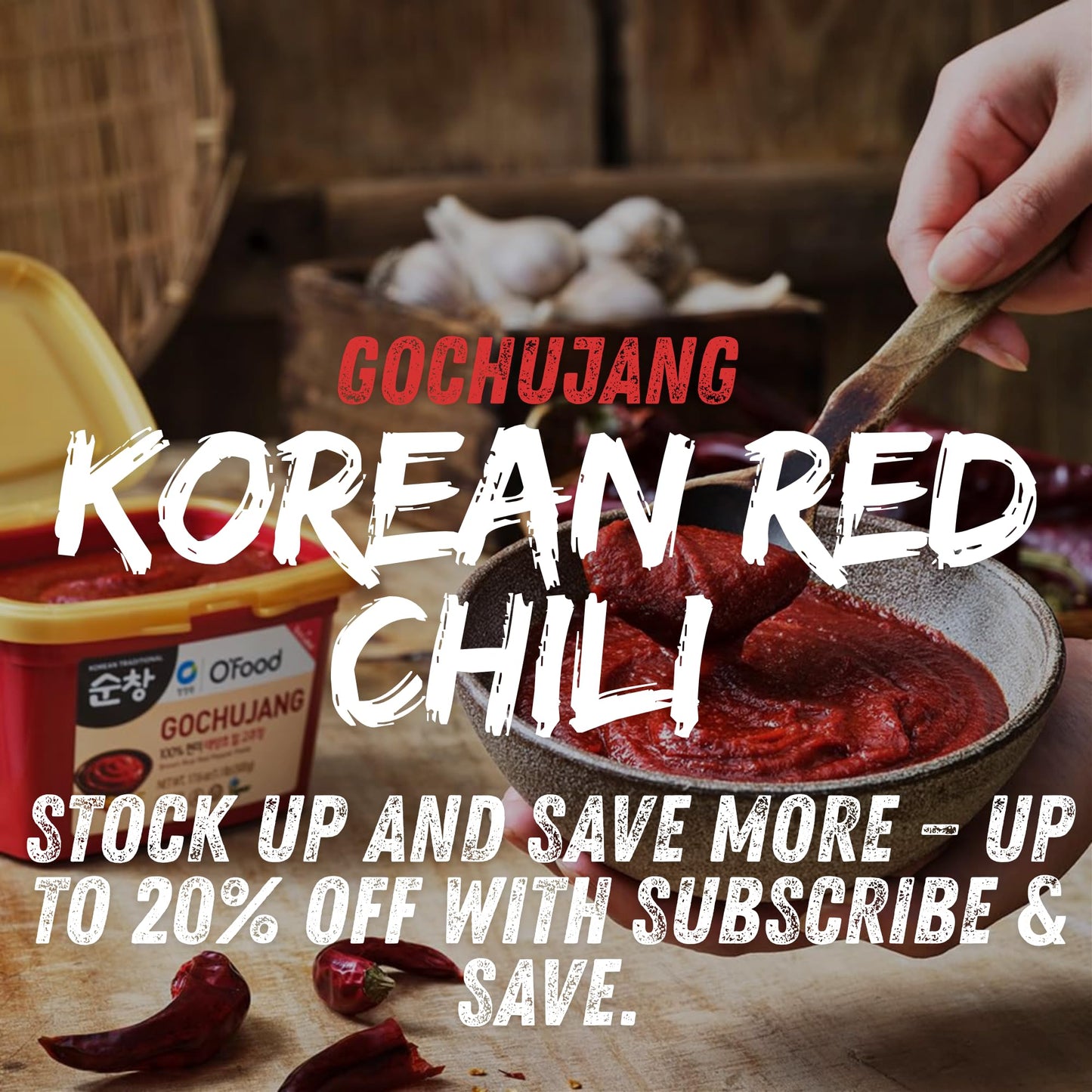Gochujang Premium - Korean Red Chili Paste [ Mild | 1.1 lb (500g) ] - Gluten-Free/ 0 Fat/ 0 Cholesterol / (40 Calories/Serving) | Spicy & Sweet Savory