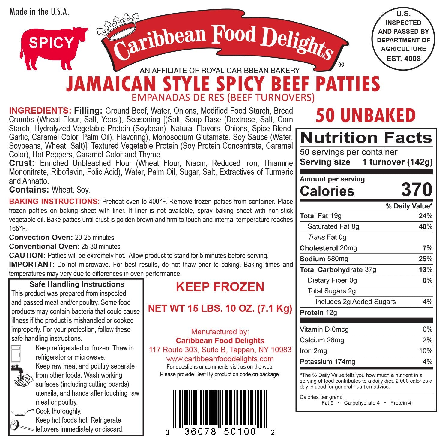 Jamaican Style Patties, Unbaked (1 Case 50 ct Spicy, 1 Case 50 ct Mild)