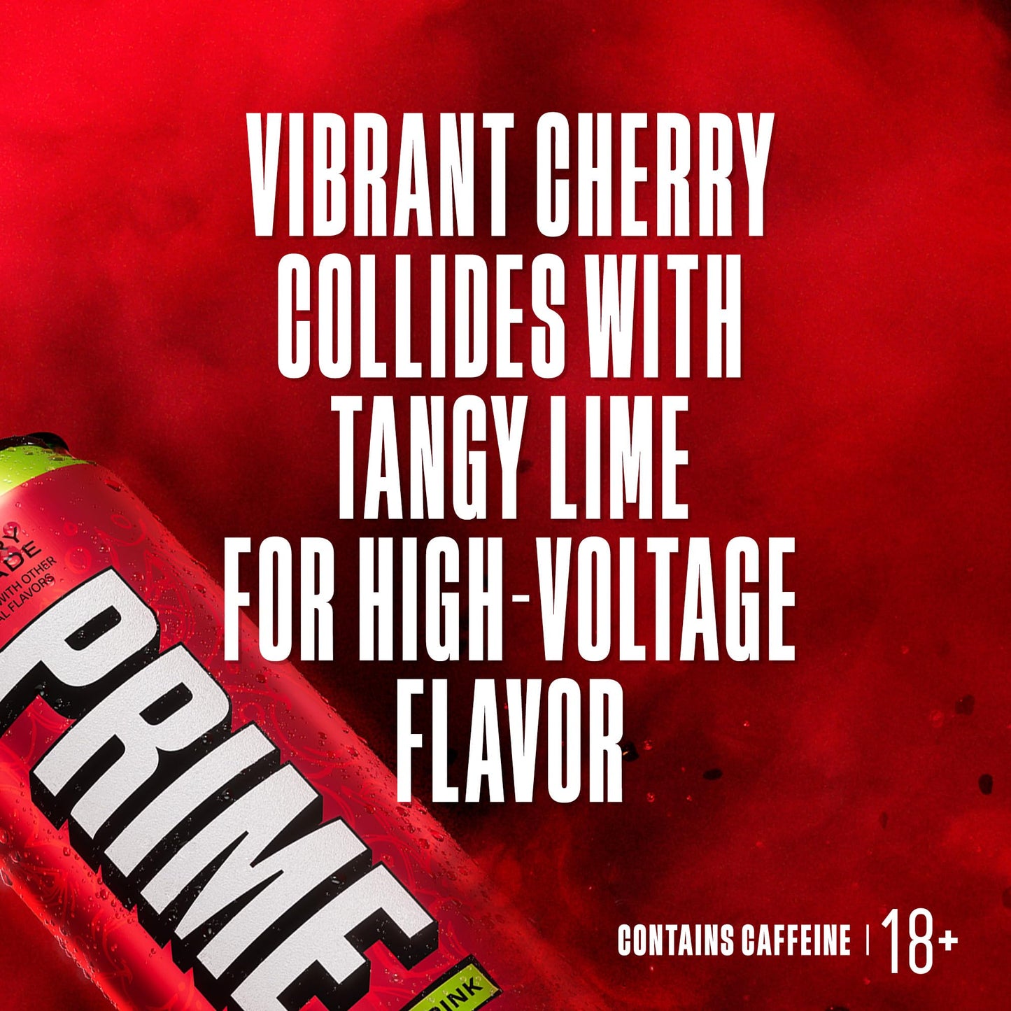 PRIME Energy CHERRY LIMEADE, Sugar Free Energy Drink, 200mg Caffeine and 355mg of Electrolytes for Hydration, Low Calorie, Vegan, Gluten Free, 16
