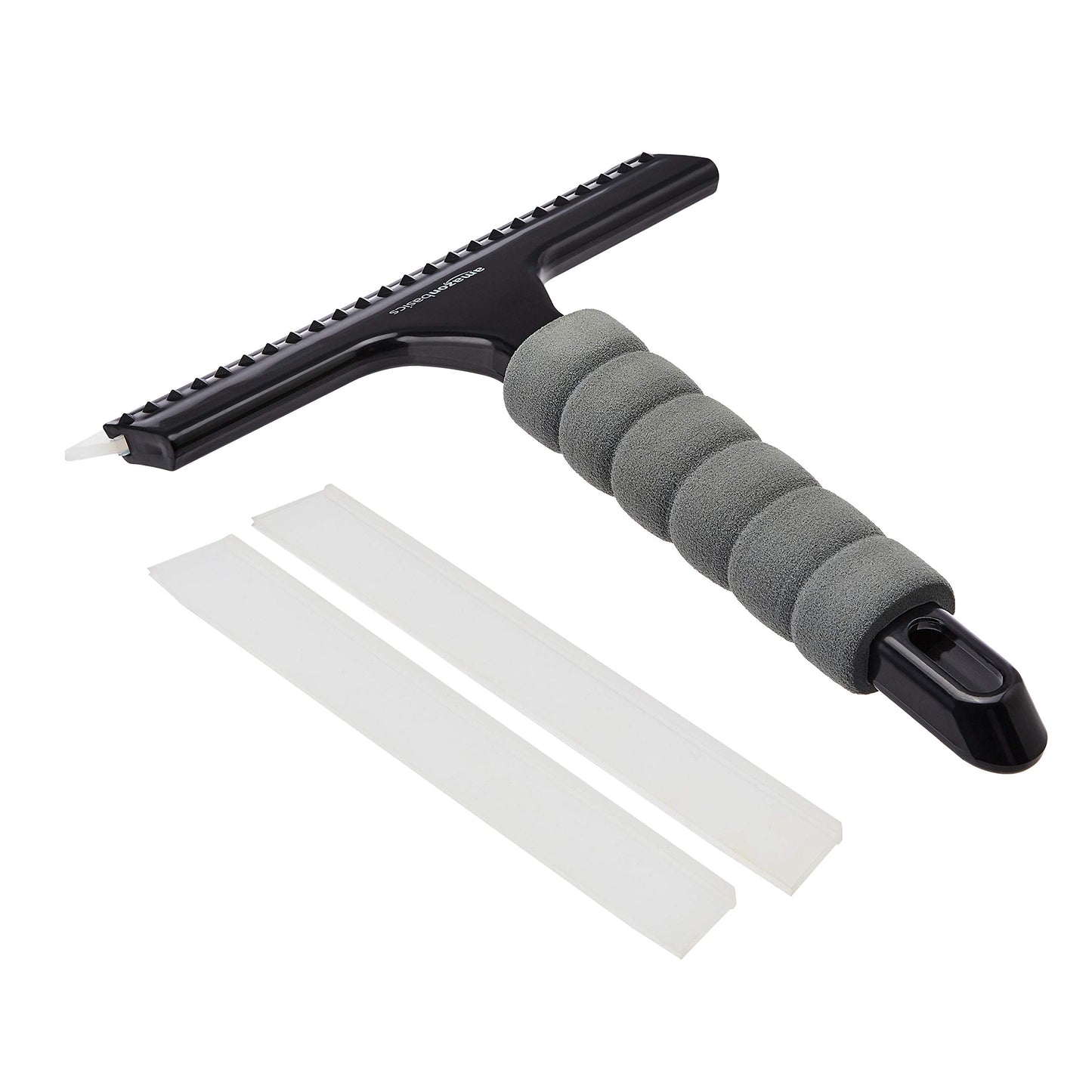 Amazon Basics All-Purpose Window Squeegee with Handle for Car Windshield, Shower, Glass, Mirror Cleaning, Silicone Rubber Blade, Streak-Free Results
