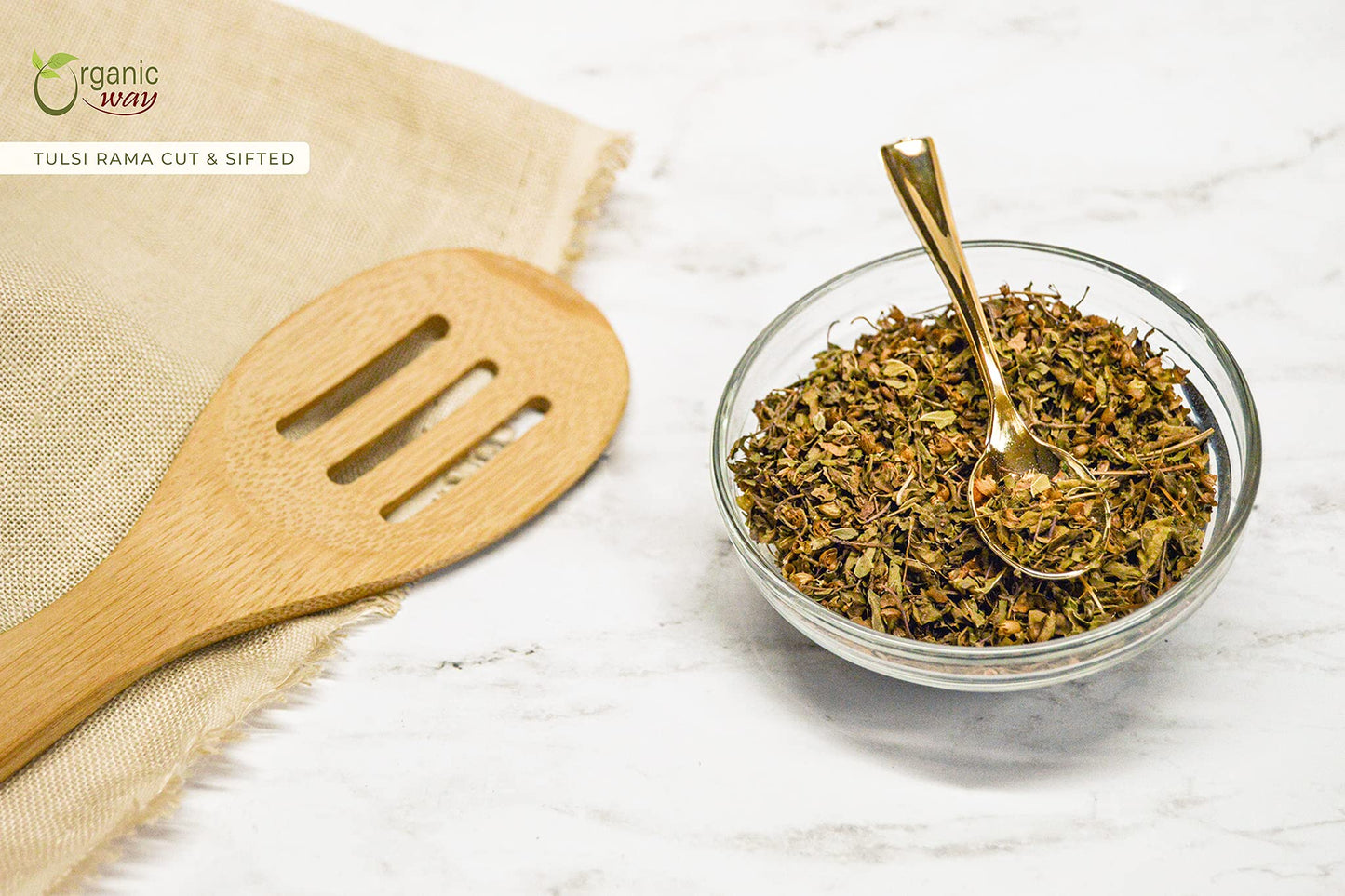 Organic Way Tulsi/Holy Basil (Rama) Cut & Sifted (Ocimum tenuiflorum) - Herbal Tea | USDA & Kosher Certified | Vegan, Non GMO & Gluten Free |