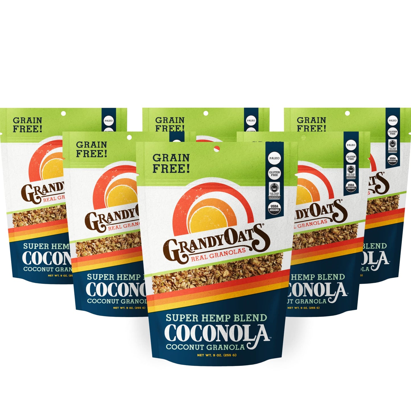 Grandy Organics Super Hemp Blend Coconola Gluten Free Granola - Certified Organic, Keto Certified, Non-GMO, Grain Free, Paleo Friendly, Low Carb