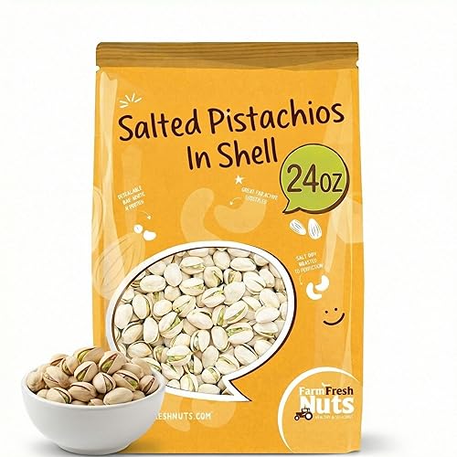 Gourmet Roasted California In Shell Pistachios Salted (24 oz.) Extra Large - Roasted to Perfection - Super Crunchy & Delicious - Farm Fresh Nuts Brand