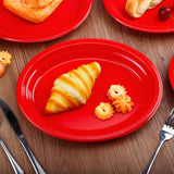 Gabotrie 50 PCS Disposable Red Plates, 9.8" x 12.4" Oval Red Plastic Plates, Heavy Duty Plate Bulk, Large Oval Plastic Plate for Party Dinner Birthday