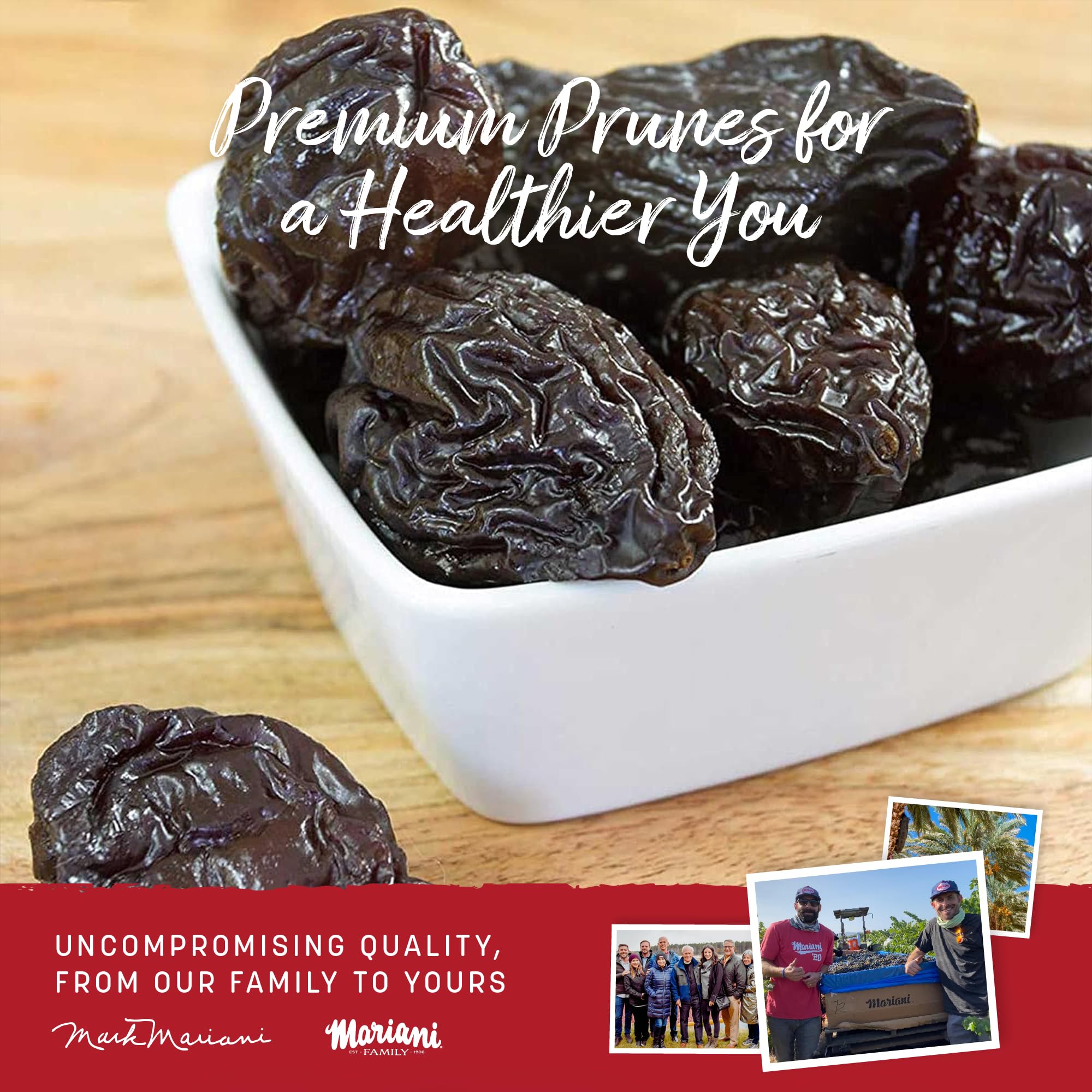 Mariani Probiotic Prunes Pitted Unsweetened, 7oz Bulk Dried Fruits No Sugar Added, Supports Healthy Bones, Immune and Digestive Health