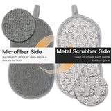 Multi-Purpose Scrub Kitchen Sponges - 12 Pack Dish Sponge, Dual-Sided Non-Scratch Microfiber & Metal Scrubber, Reusable Sponges for Dishes, Pots