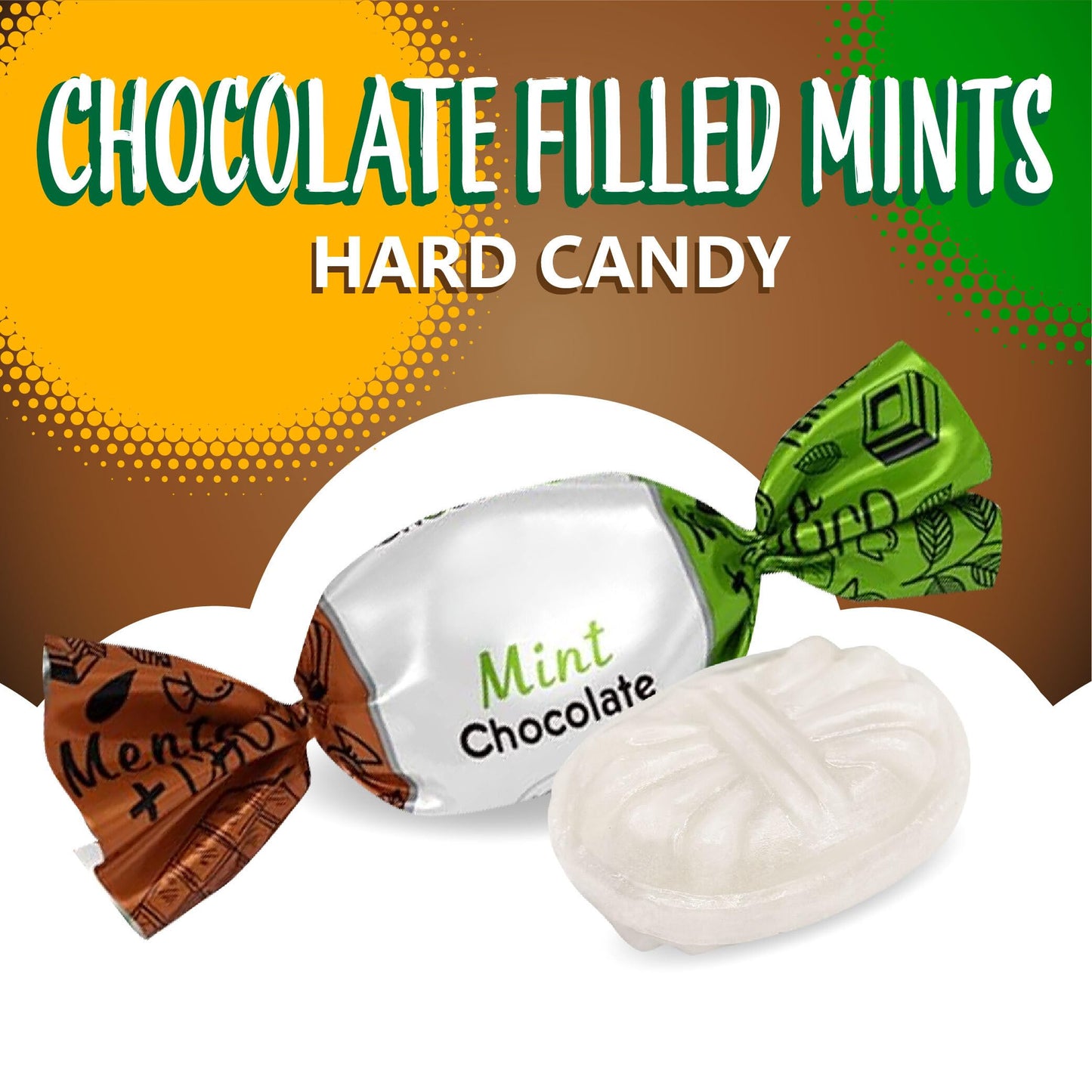 Arcor Chocolate Filled Mints Candy | 2 Pound Bag | Individually Wrapped Chocolate Mint Hard Candy | Old Fashioned Refreshing Treat with Creamy Filling