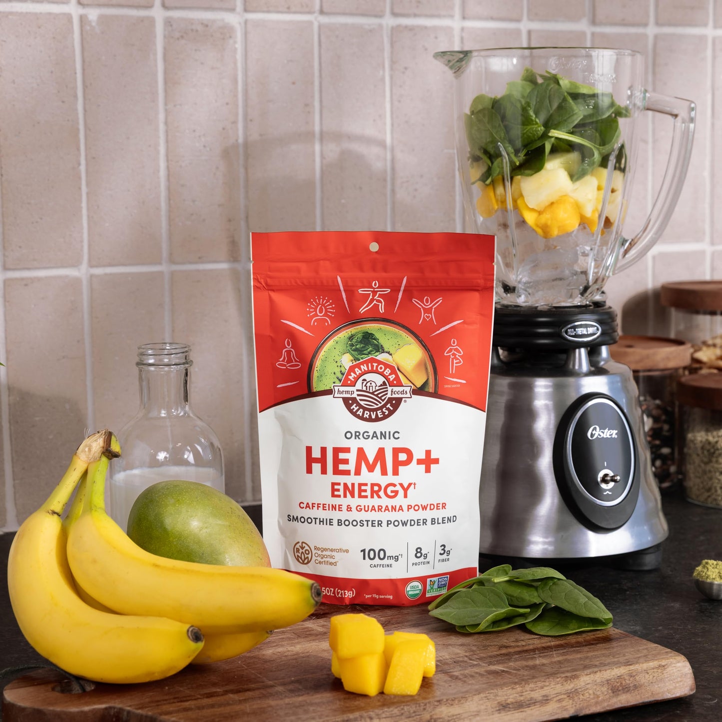 Manitoba Harvest Organic Hemp+ Energy, Caffeine & Guarana Powder, Smoothie Booster Powder Blend, 7.5 oz