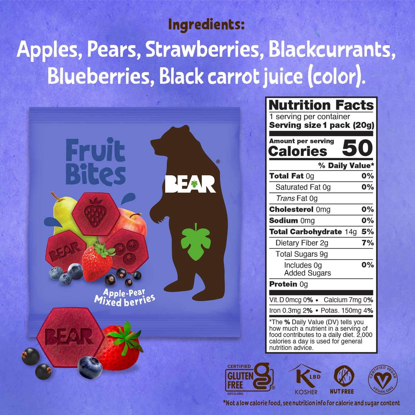 Bear Mixed Berries Fruit Bites, 3.5 OZ