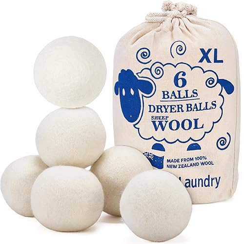 Handy Laundry Wool Dryer Balls - Natural Fabric Softener, Reusable, Reduces Clothing Wrinkles and Saves Drying Time, Better Alternative to Plastic