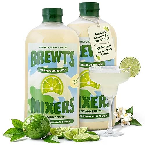 Brewt’s Classic Margarita Mix - Handcrafted Cocktail & Mocktail Mixer with Real Lime Juice, No Additives or Preservatives, Real Ingredients, - Classic