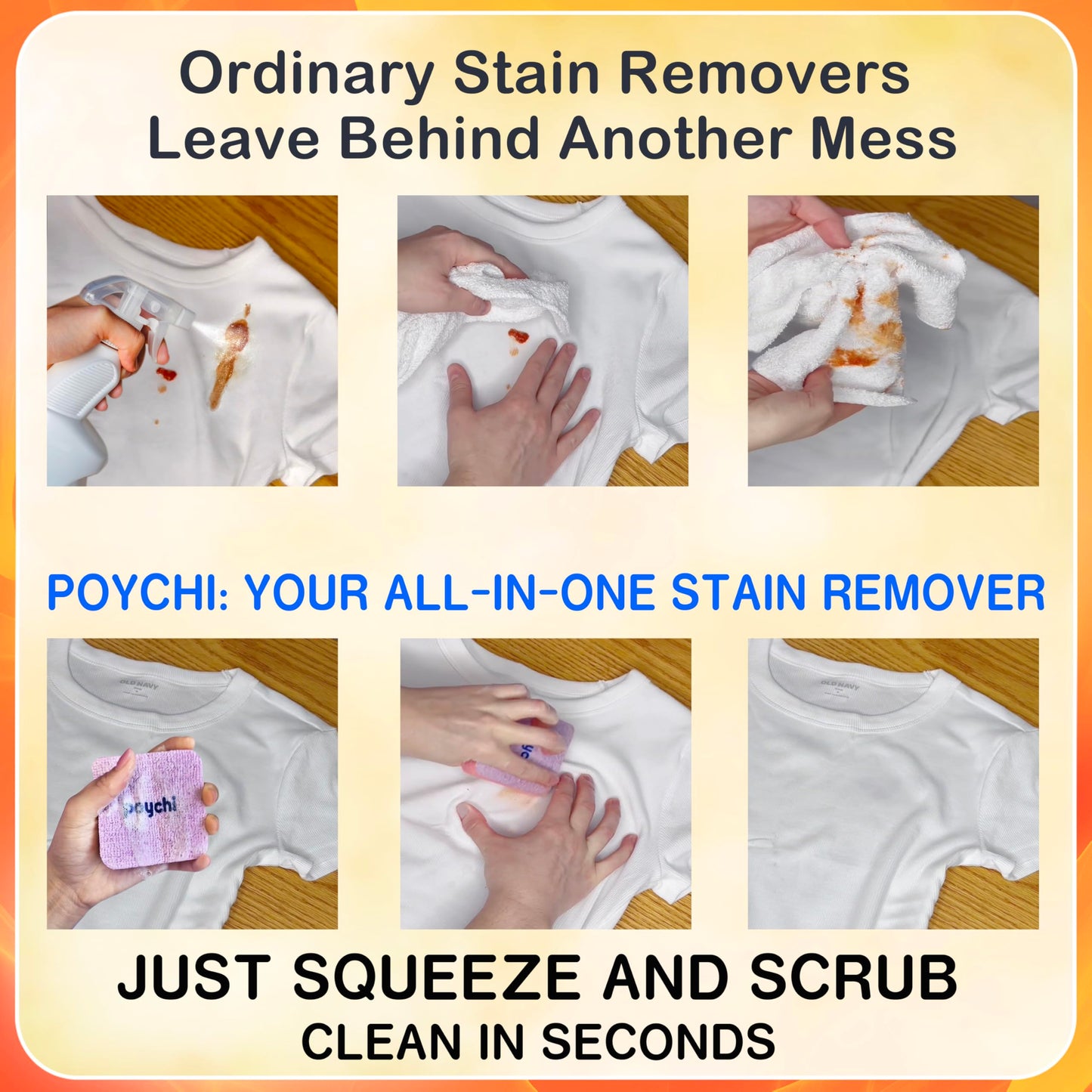 Magical Fiber Stain Remover- Use as Spot Remover- No Dry Cleaning Food, Grease, Coffee Off Laundry, Tea, Fabric, Pet Stains, Stain Remover Sponge