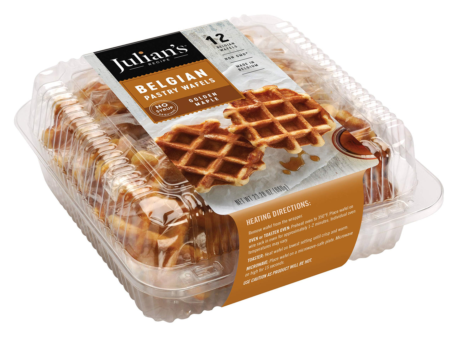 Julian's Recipe Golden Maple Pastry Wafels, 12/1.94 oz - Made in Belgium