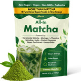 Ceremonial Grade Matcha Powder Infused with Moringa, Green Tea Extract, L-Theanine, Inulin, Spirulina, Ceylon Cinnamon, and Lemon Balm - 100% First