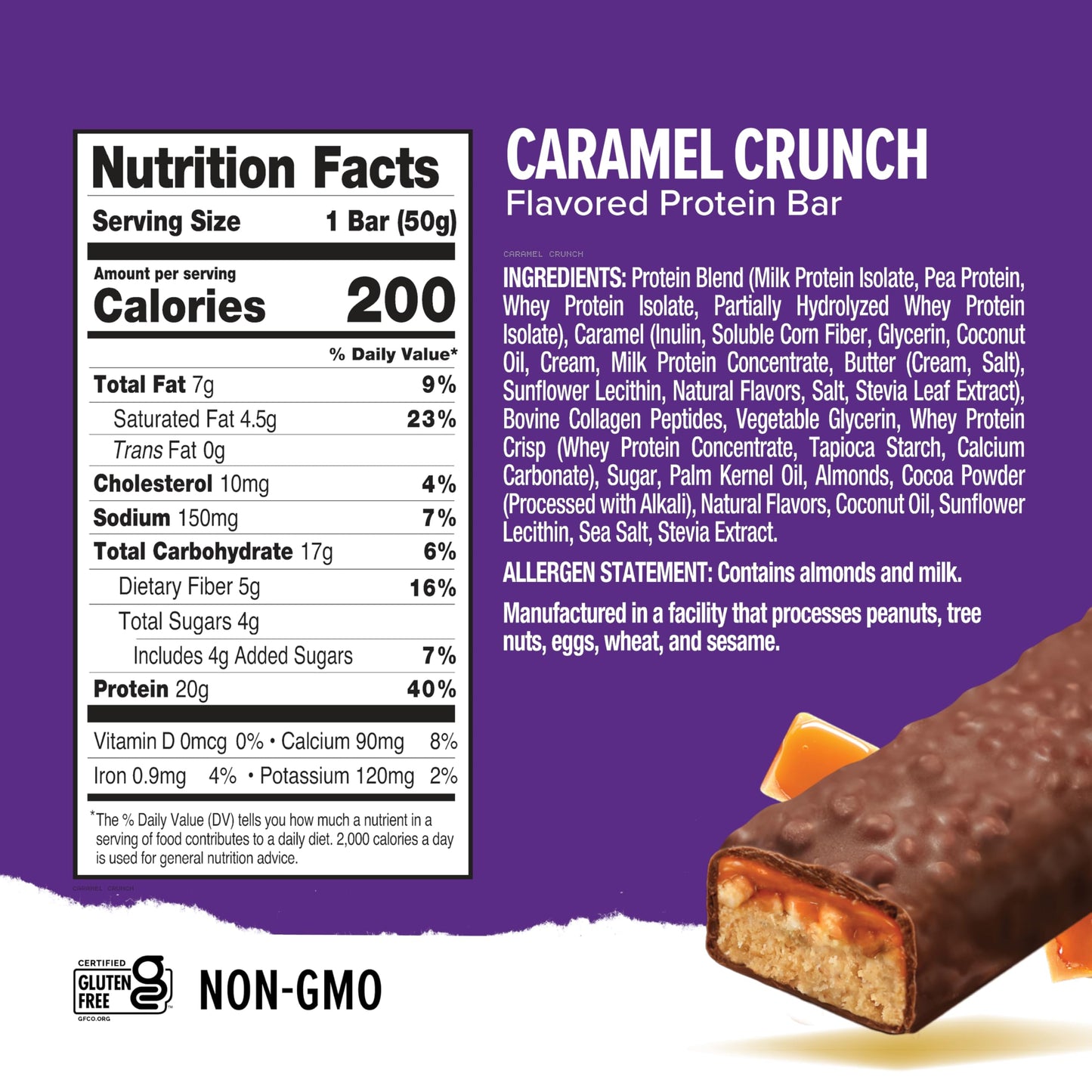 Ready® High Protein 20g Bar - Chocolate Chip Cookie Dough & Caramel Crunch Variety Pack | Low Sugar | No Artificial Sweeteners | No Sucralose | Twin