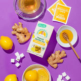 Newman's Own Organic Lemon Ginger Herbal Tea with Rooibos Tea with Organic Ginger 20 Individually Wrapped Tea Bags USDA Certified and Kosher Cinnamon