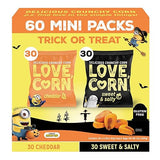LOVE CORN Variety Pack, Featuring Cheddar & Sweet and Salty, 0.35 oz x 60 Delicious Crunchy Corn Healthy Family Snacks Gluten Free, Kosher, NON-GMO