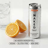 Naked Sparkling Energy Drink - Orange, Organic Caffeine, Organic Lemon Juice, Zero Sugar, No Sucralose, Naturally Sweetened, Clean Energy Drinks