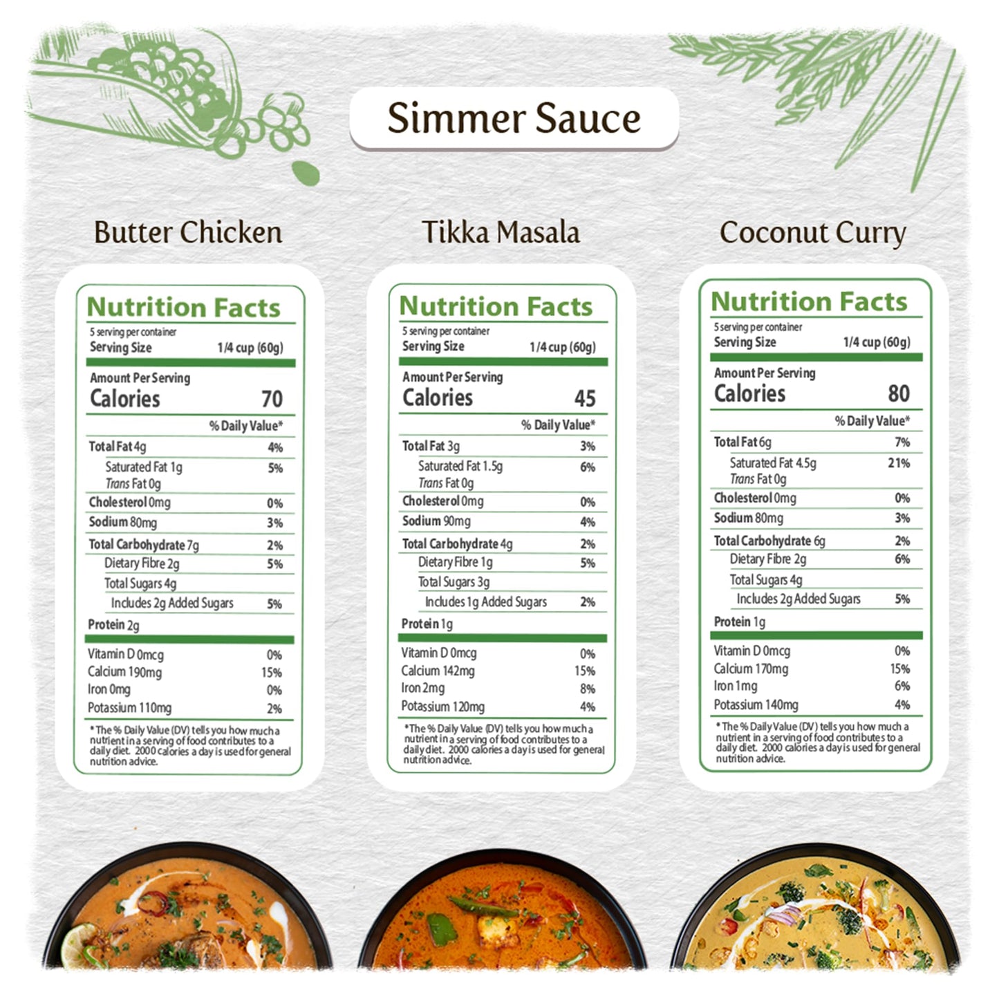 Food Earth Indian Simmer Sauces - Butter Chicken, Coconut Curry & Tikka Masala - Organic, Vegan, Gluten-Free Cooking Sauces (6 Pouches x 5.29 oz)