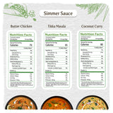 Food Earth Indian Simmer Sauces - Butter Chicken, Coconut Curry & Tikka Masala - Organic, Vegan, Gluten-Free Cooking Sauces (6 Pouches x 5.29 oz)