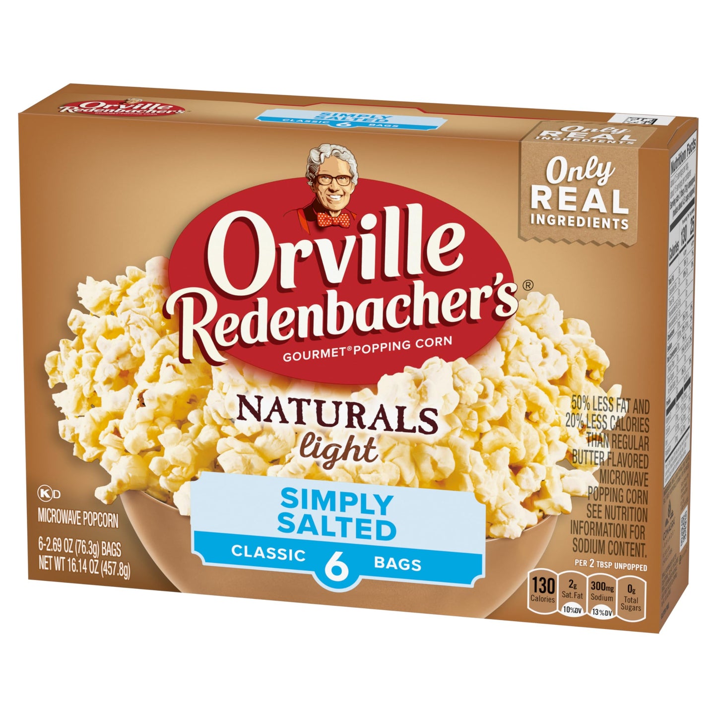 Orville Redenbacher’s Microwave Popcorn, Naturals Light Simply Salted Popcorn, 3g Fiber Per Serving, 2.7 oz., 6-Count