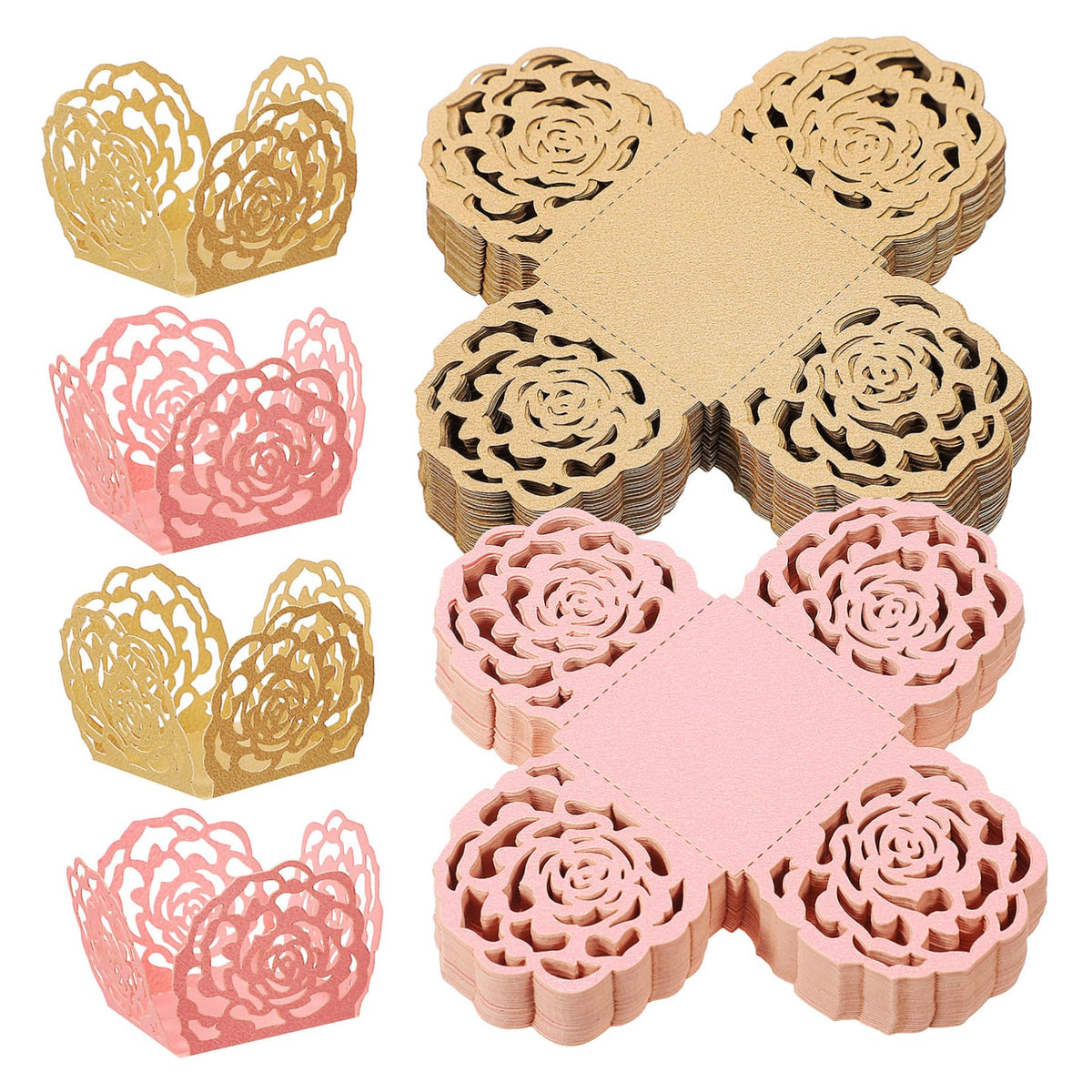 SHOWERORO 100pcs Design Chocolate Wrappers Elegant Truffle Cups for Weddings Parties Celebrations Metallic Baking Liners for Desserts