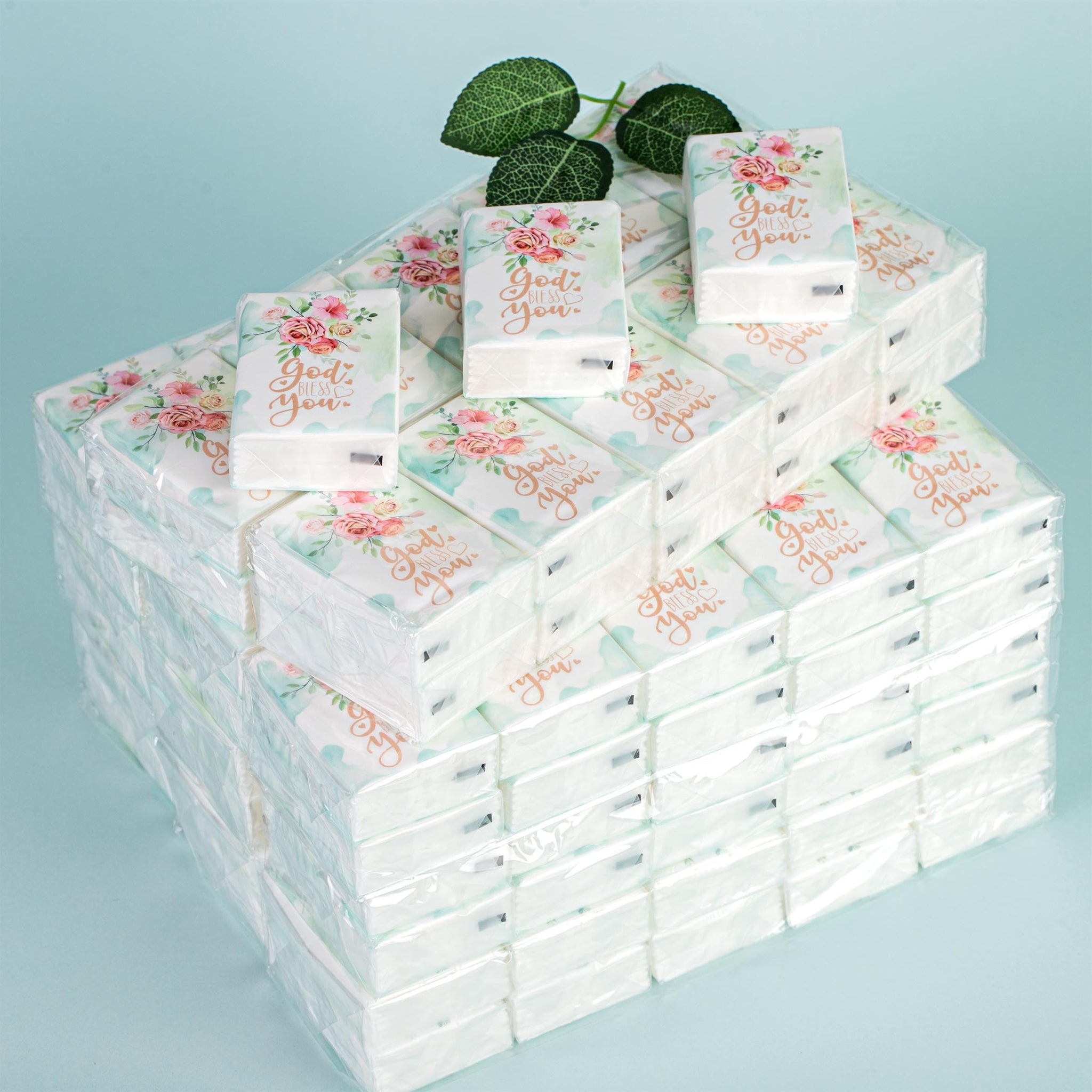 YHNTGB 120 Pack Bible theme facial tissues Individual tissue pack bulk Christian pocket size travel tissue with Floral Pattern for Holiday travel