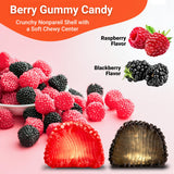 Berries Gummy Candy - 1 Pound Bulk Bag, Crunchy Red And Black Candy - Raspberry And Blackberry Berry Gummies Perfect for Dessert Decorations