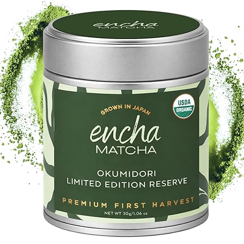 Encha Matcha Tea Okumidori Limited Edition Reserve - Ceremonial Grade Matcha Powder - Single Origin - Premium First Harvest Organic, Japanese