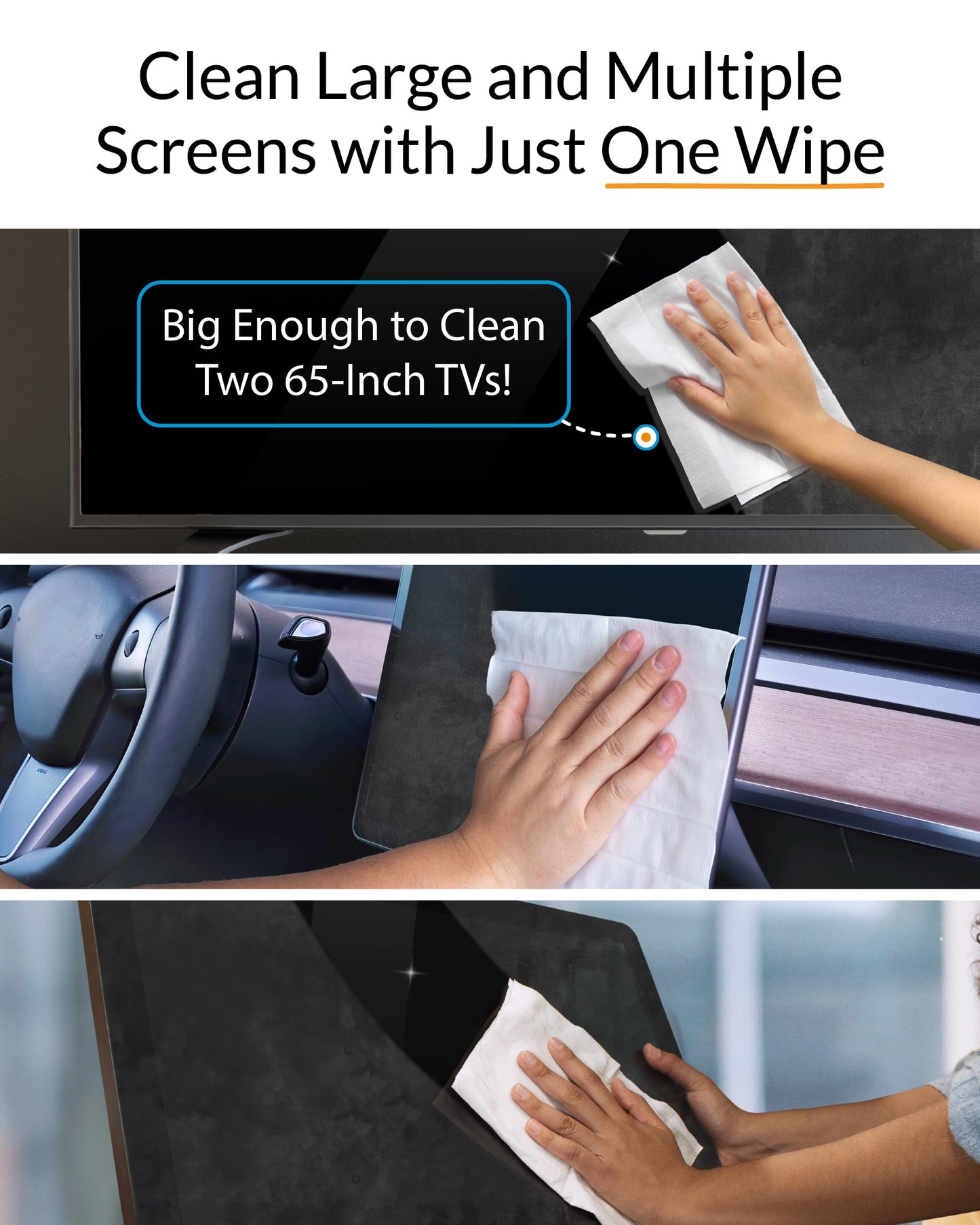 iCloth XL Screen Cleaning Wipes, Lint-Free and Streak-Free, Fast-Drying, Removes Dust, Fingerprints, and Smudges (20 XL Wipes)