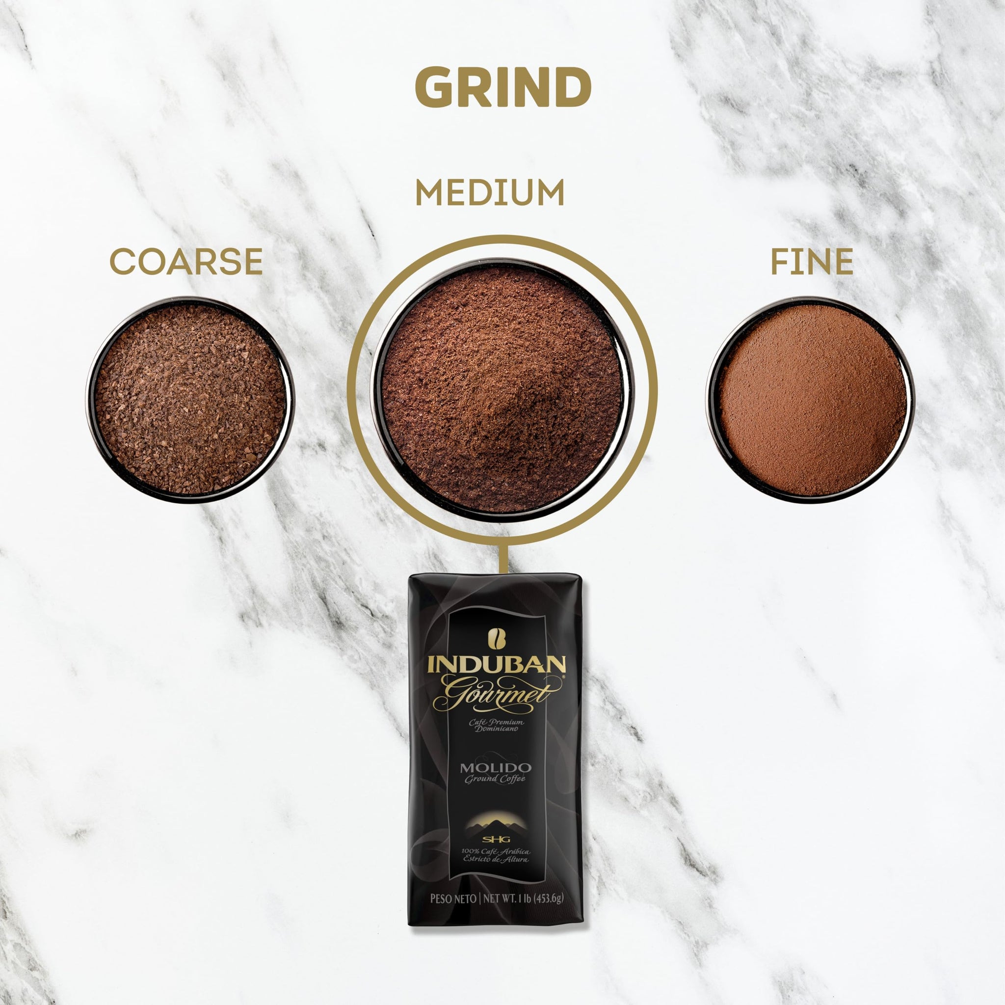 Induban Gourmet, 16 oz Bag, Ground Coffee, Medium Roast - Premium 100% Arabica Coffee from the Dominican Republic (Pack of 2)