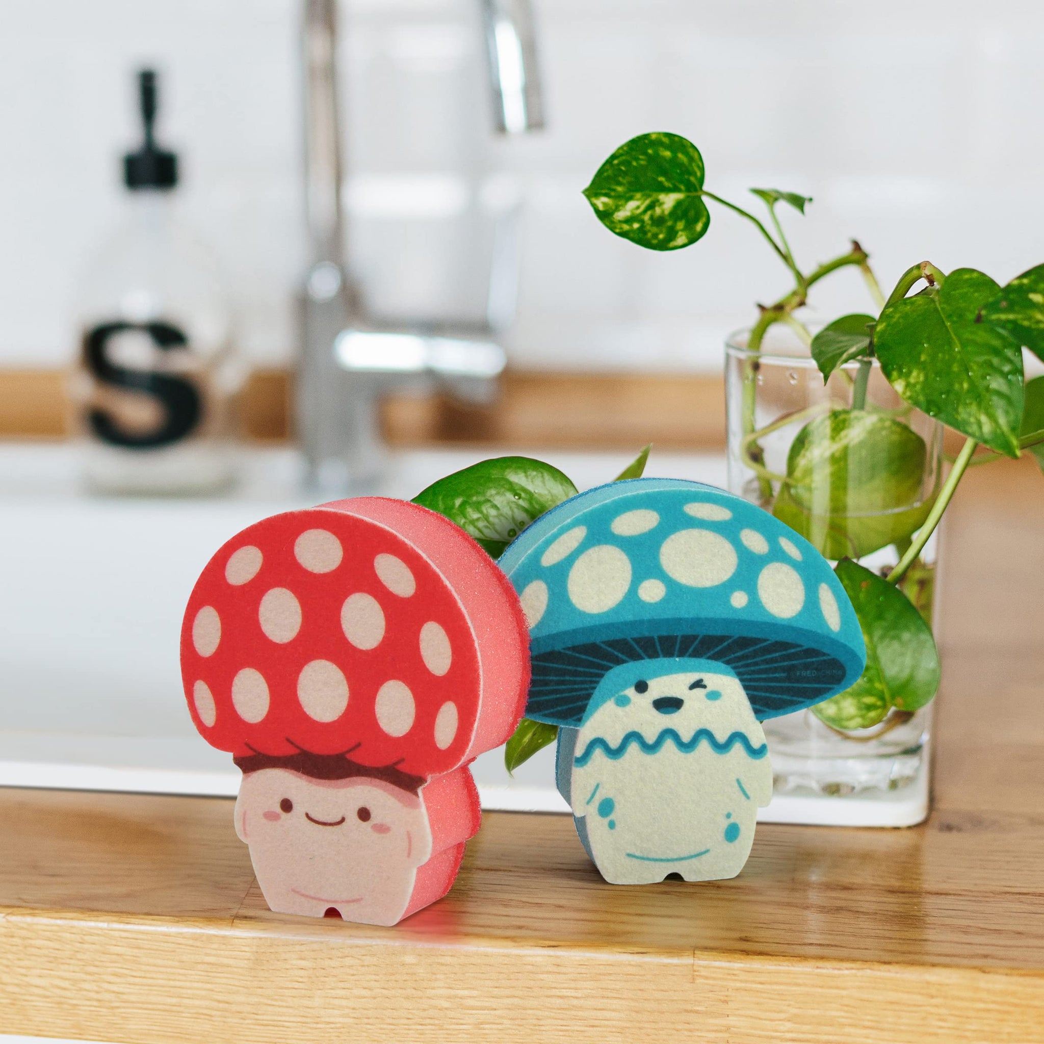 Genuine Fred Fun Guys, Mushroom Kitchen Sponges, Set of 2, Multicolored