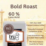 trücup Low Acid Coffee, Ground Coffee Dark Roas - Coarse Ground 12 Oz, Natural Water&Steam Process 60% Less Acid, Stomach-Friendly Rich in