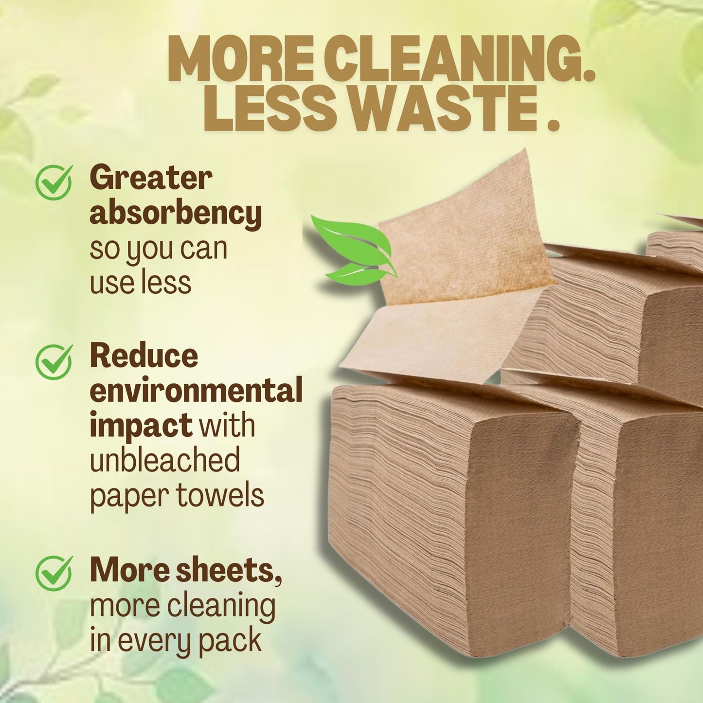 Brown Organic Unbleached Z-Fold Paper Towels 1250ct | 100% Post-Consumer Waste, Sustainable Multifold Towels in Bulk | Recycled Paper Towels