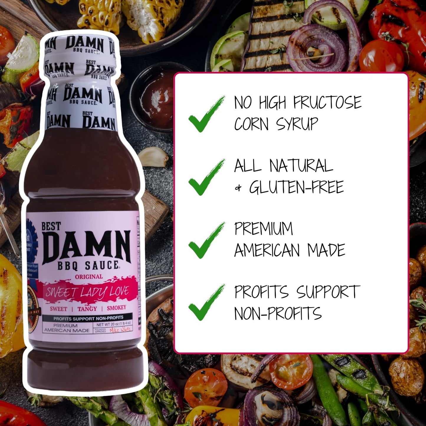 Best Damn BBQ Sauce Sweet Lady Love Barbecue Sauce BBQ 2-20 oz. Bottles