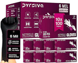 Pyrsiva 6Mil Black Nitrile Disposable Medical Exam Gloves - Heavy Duty 1000 PCS Gloves Powder-Free Latex-Free - Doctors, Nurses, Chefs, Mechanics