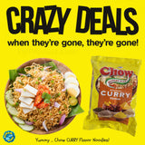 Instant 2 Minutes Chow Noodles - Mild CURRY Flavor with Seasonings (Pack of 5 x 85g) So Delicious Meal ... HALAL
