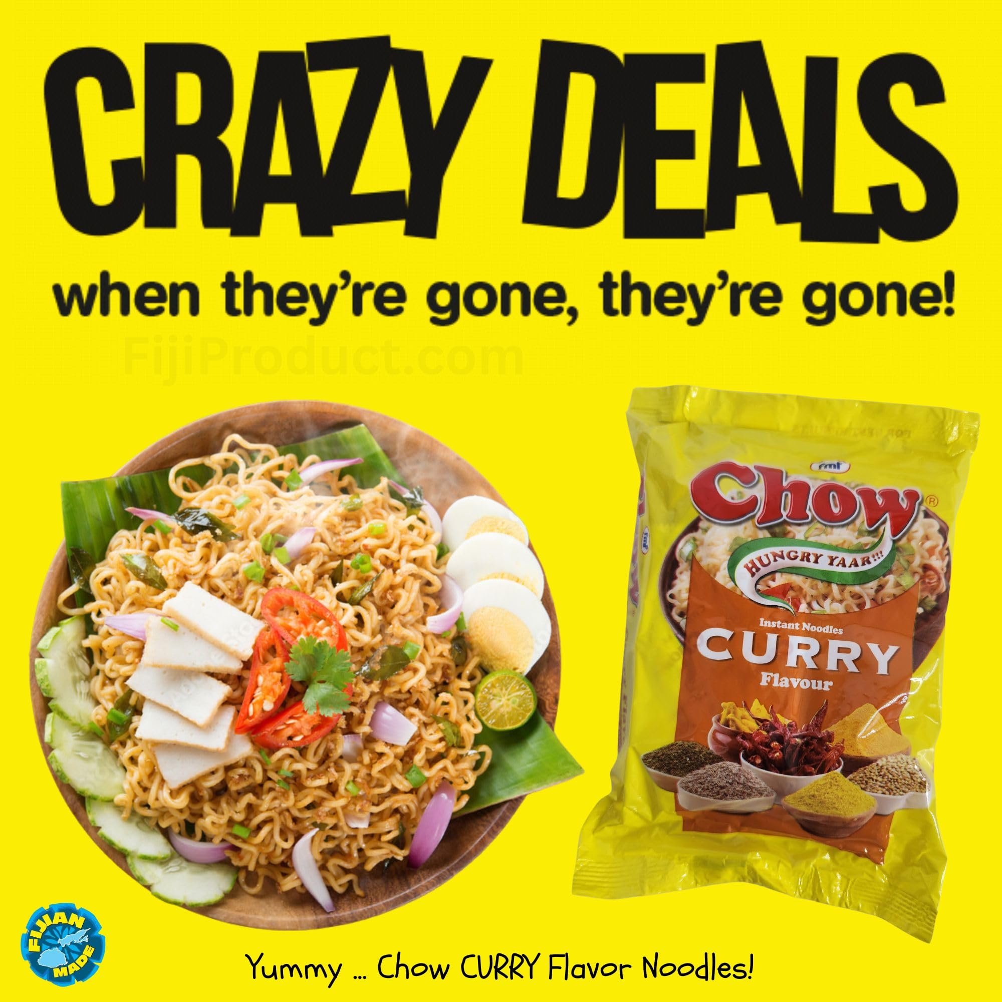 Instant 2 Minutes Chow Noodles - Mild CURRY Flavor with Seasonings (Pack of 5 x 85g) So Delicious Meal ... HALAL