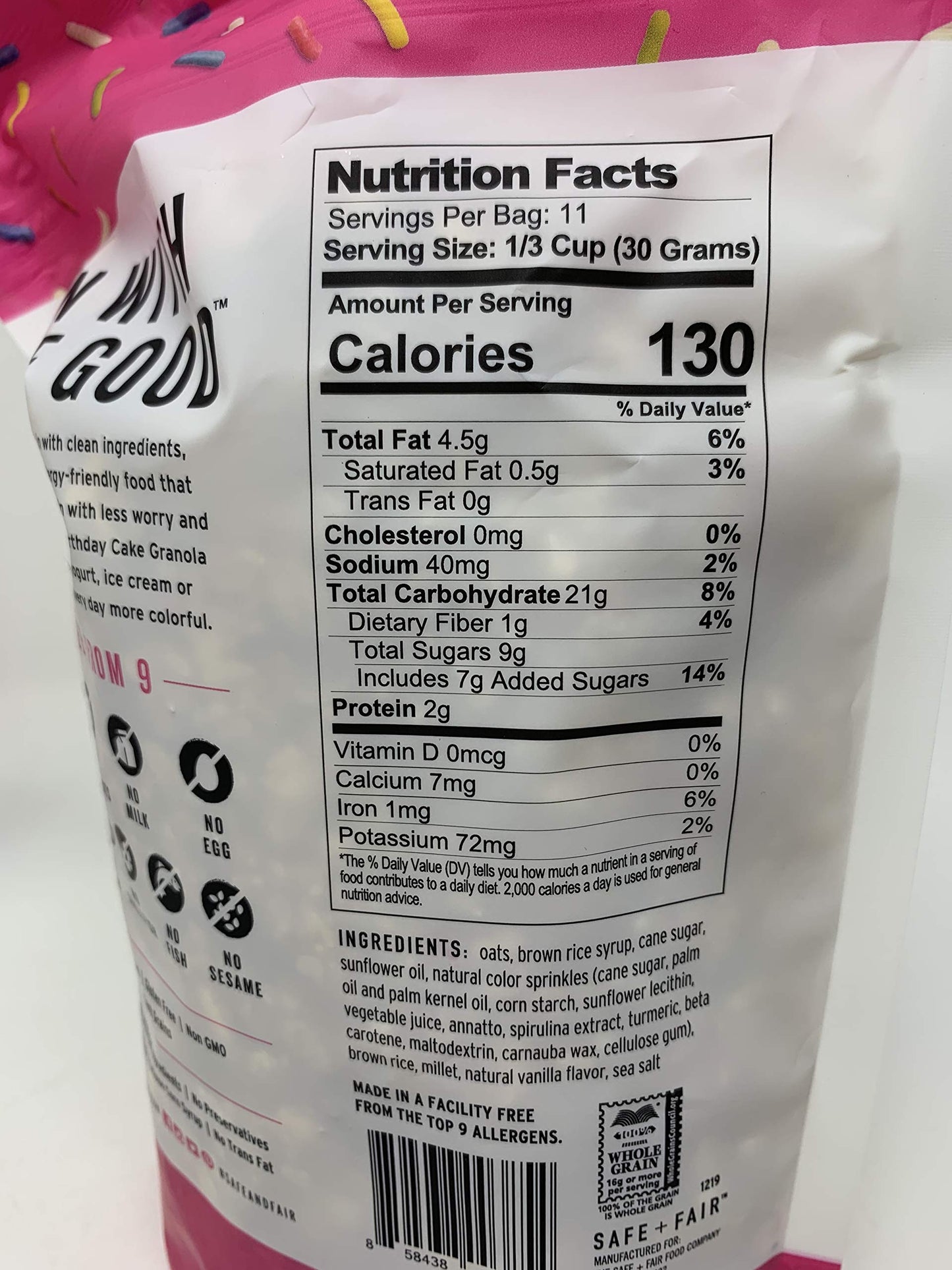 The Safe + Fair Food Company Granola-Birthday Cake, Honeycrisp Apple Pie, Key Lime Pie-12 Ounce Pouch-PACK OF 3 (Gluten-Free, Vegan, Non GMO)