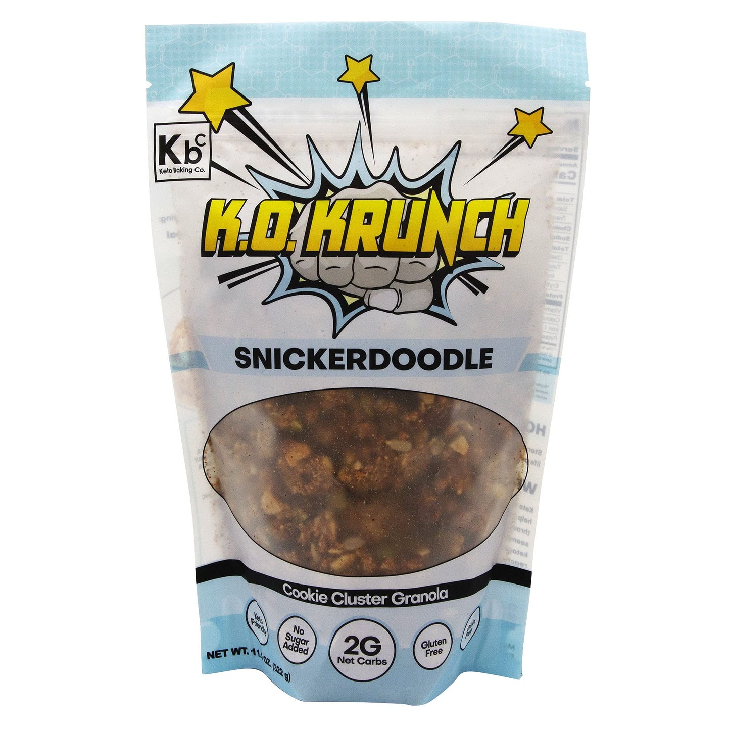 K.O Krunch - Snickerdoodle Granola Cookie Clusters, Sugar-Free Granola Bites without Oats, Gluten-Free and Low Carb Granola, Keto Friendly Food