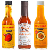 Hot Sauce Trio Set by Mi Madre, Pique Puerto Rico Hot Sauce, Passion Fruit, StickerMule Mule Sauce, 5 Fl Oz (Pack of 3)