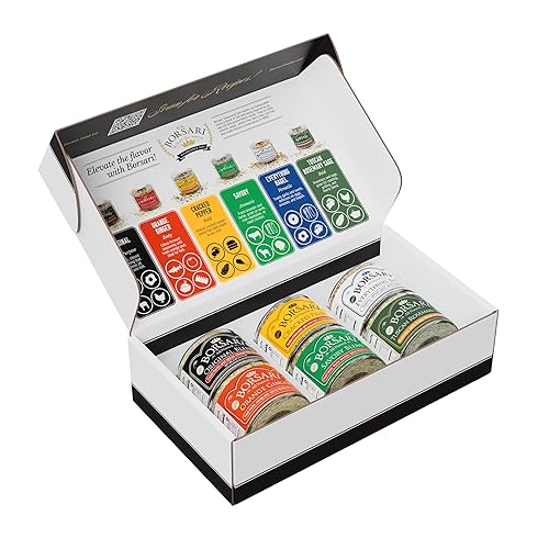 Borsari Seasoned Salt Gift Set - Original, Savory, Cracked Pepper, Tuscan Rosemary Sage, Orange Ginger, Everything Bagel - Gourmet Sea Salt Blends