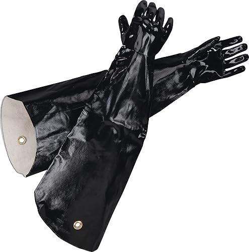 San Jamar Neoprene Shoulder Length Gloves, 31 Inches, Black, (Pack of 2)